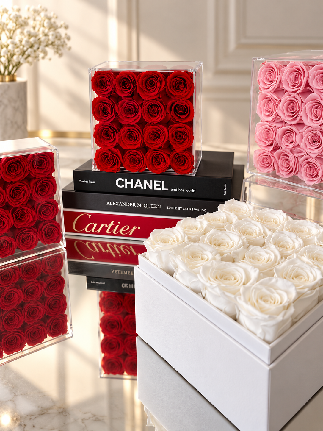 Joyful Blooms- Preserved Rose Square box